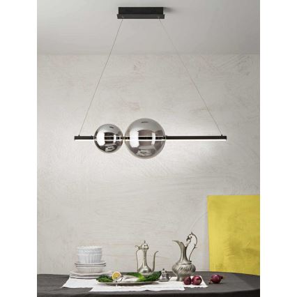 Ondaluce - LED luster s mogućnošću prigušivanja na sajli FUFI LED/40W/230V crna/dimljeno-crna