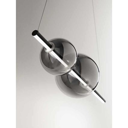 Ondaluce - LED luster s mogućnošću prigušivanja na sajli FUFI LED/40W/230V crna/dimljeno-crna
