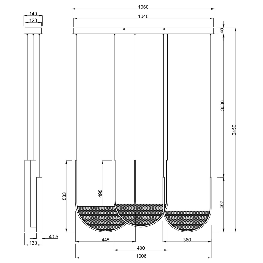 Ondaluce - LED luster s mogućnošću prigušivanja na sajli LOTUS LED/70W/230V zlatna