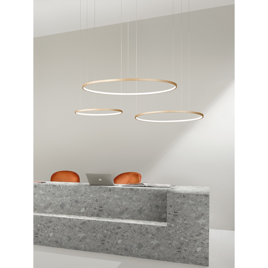 Ondaluce - LED luster s mogućnošću prigušivanja na sajli SOEL LED/47W/230V Ø 100 cm zlatni