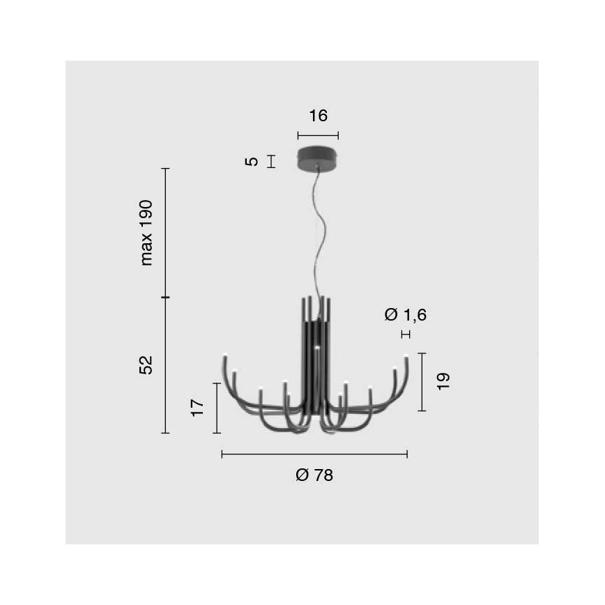 Ondaluce - LED luster s prigušivanjem na sajli NOUVEAU LED/35W/230V pr. 78 cm crna