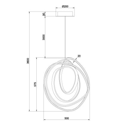 Ondaluce - LED luster s prigušivanjem na užetu GOLDEN LED/50W/230V Ø 50 cm zlatna