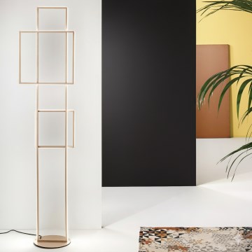 Ondaluce - LED podna lampa s prigušivačem DOWEL LED/77W/230V zlatna