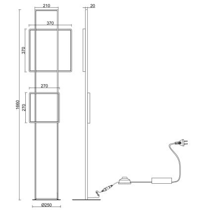 Ondaluce - LED podna lampa s prigušivačem DOWEL LED/77W/230V zlatna