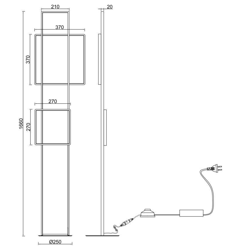 Ondaluce - LED podna lampa s prigušivačem DOWEL LED/77W/230V zlatna