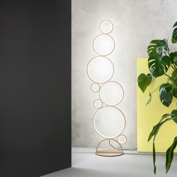 Ondaluce - LED podna lampa s prigušivačem POIS LED/52W/230V 160 cm zlatna