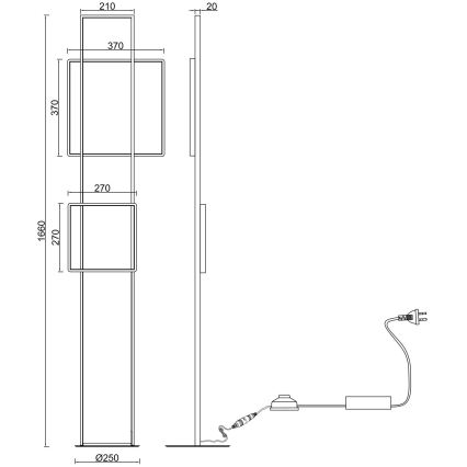 Ondaluce - LED podna lampa s prigušivanjem DOWEL LED/77W/230V 166 cm srebrna