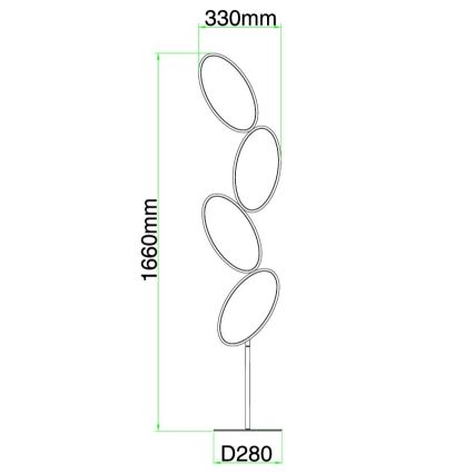 Ondaluce - LED podna lampa s prigušivanjem RICE LED/38W/230V zlatna