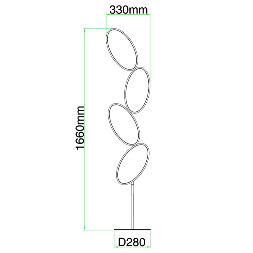 Ondaluce - LED podna lampa s prigušivanjem RICE LED/38W/230V zlatna