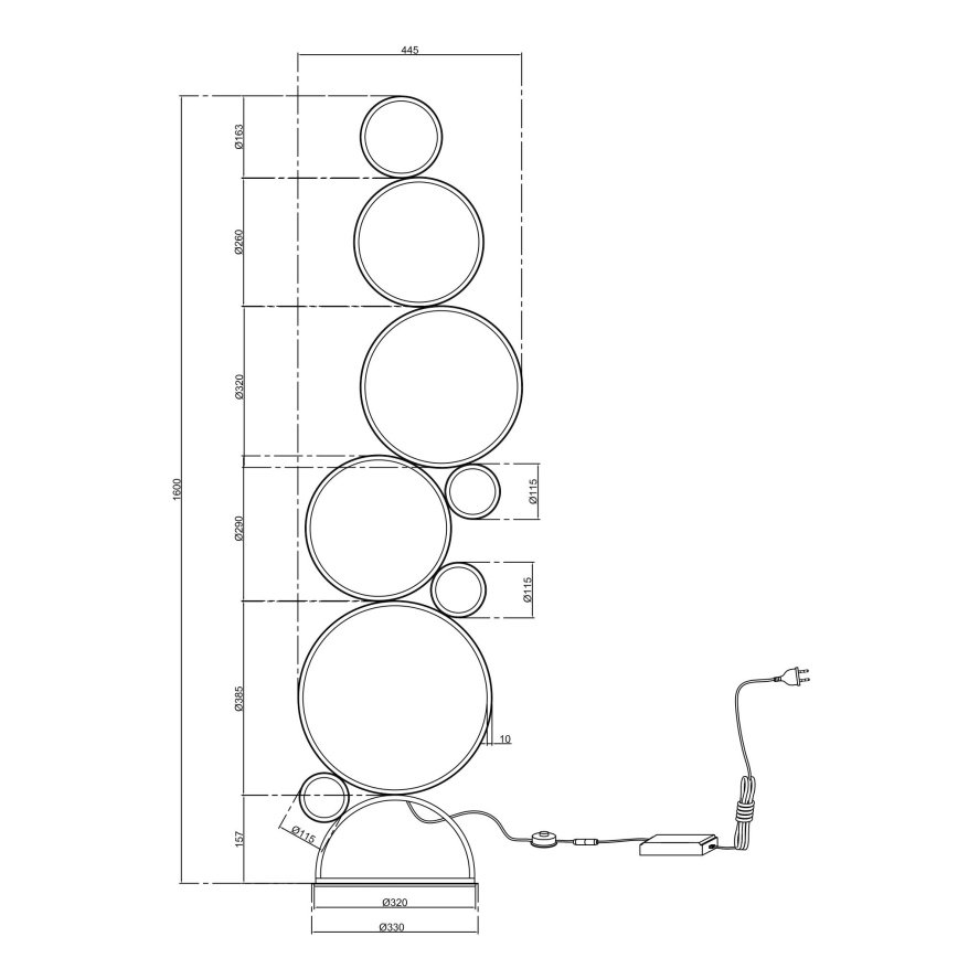 Ondaluce - LED prigušivačka podna lampa POIS LED/52W/230V zlatna