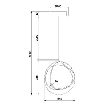 Ondaluce - LED prigušivi luster na sajli GOLDEN LED/28W/230V zlatna