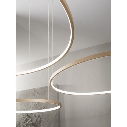 Ondaluce - LED prigušivi luster na sajli SOEL LED/38W/230V Ø 80 cm zlatni