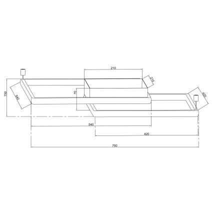 Ondaluce - LED prigušivo stropno svjetlo DOWEL LED/60W/230V 75x75 cm srebrno