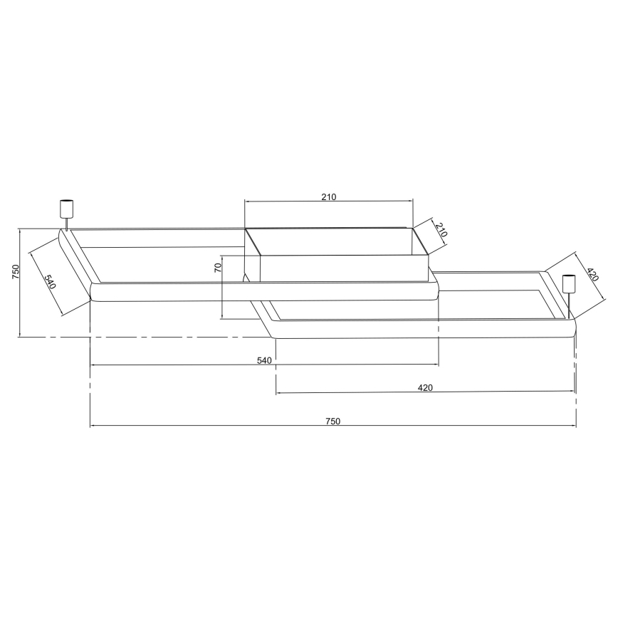 Ondaluce - LED prigušivo stropno svjetlo DOWEL LED/60W/230V 75x75 cm srebrno