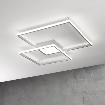 Ondaluce - LED stropna svjetiljka s mogućnošću prigušivanja DOWEL LED/46W/230V 55x55 cm srebrna
