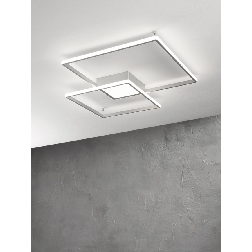 Ondaluce - LED stropna svjetiljka s mogućnošću prigušivanja DOWEL LED/46W/230V 55x55 cm srebrna