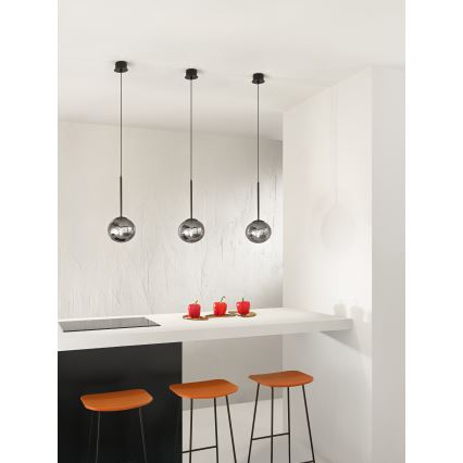 Ondaluce - Luster na kabelu JEWEL 1xE14/10W/230V Ø 17 cm crni/dimljeno crni
