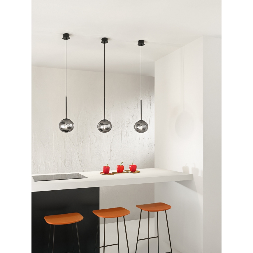 Ondaluce - Luster na kabelu JEWEL 1xE14/10W/230V Ø 17 cm crni/dimljeno crni