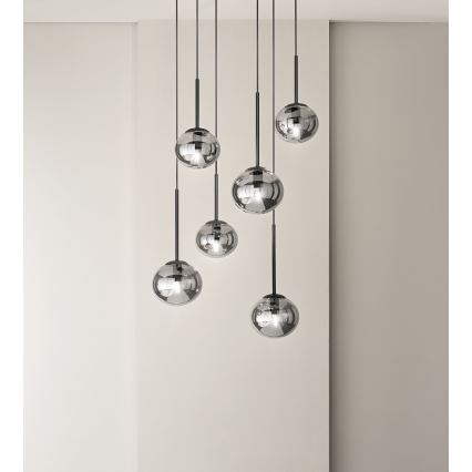 Ondaluce - Luster na kabelu JEWEL 1xE14/10W/230V Ø 17 cm crni/dimljeno crni