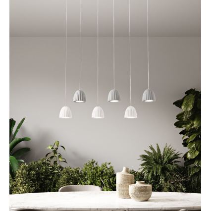 Ondaluce - Luster na sajli CONCRETE 1xGU10/7,5W/230V Ø 10,5 cm beton/bijela