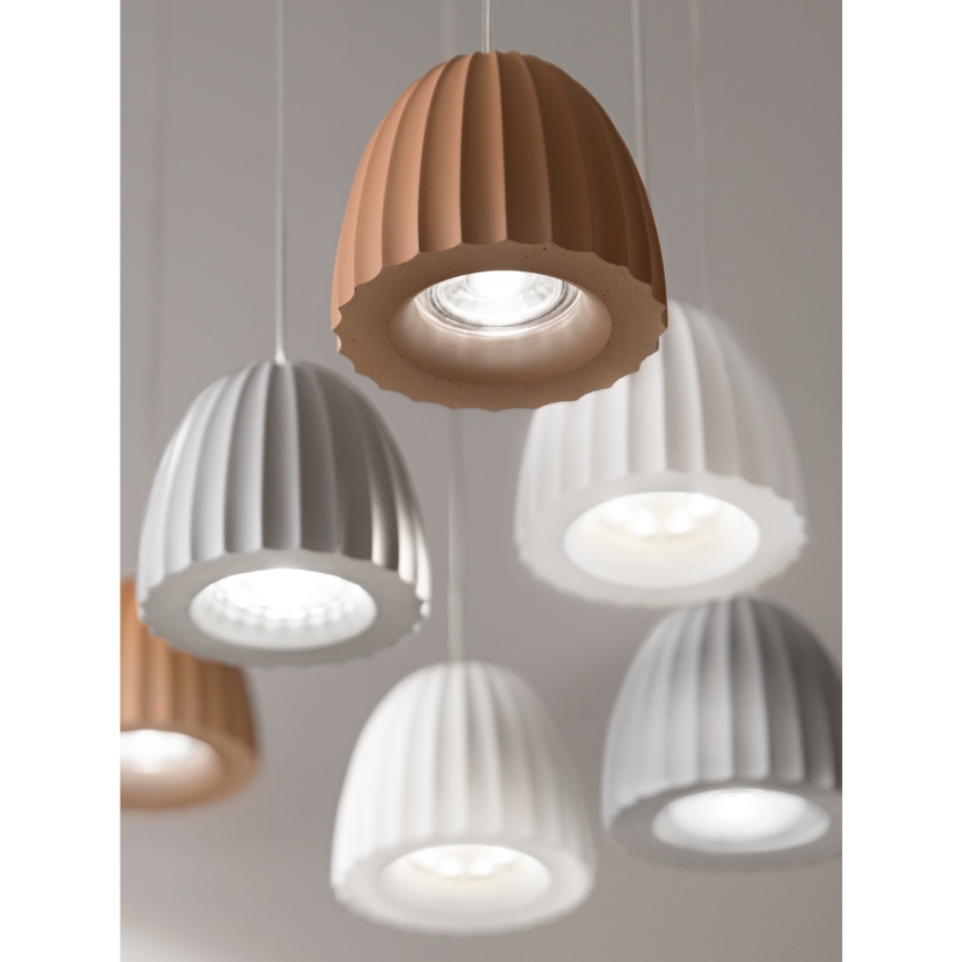 Ondaluce - Luster na sajli CONCRETE 1xGU10/7,5W/230V Ø 10,5 cm beton/bijela