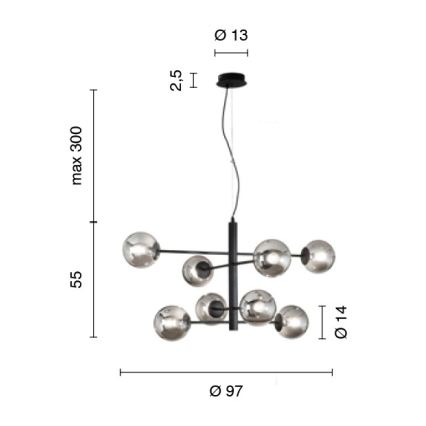 Ondaluce - Luster na sajli ELISEO 8xE14/10W/230V zlatna/zadimljena bež