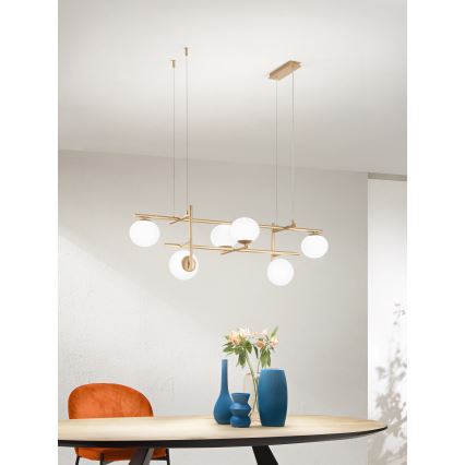 Ondaluce - Luster na sajli JEWEL 6xE14/10W/230V zlatna/bijela