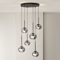 Ondaluce - Luster na sajli JEWEL 6xE14/10W/230V Ø 55 cm crna/dimljeno crna