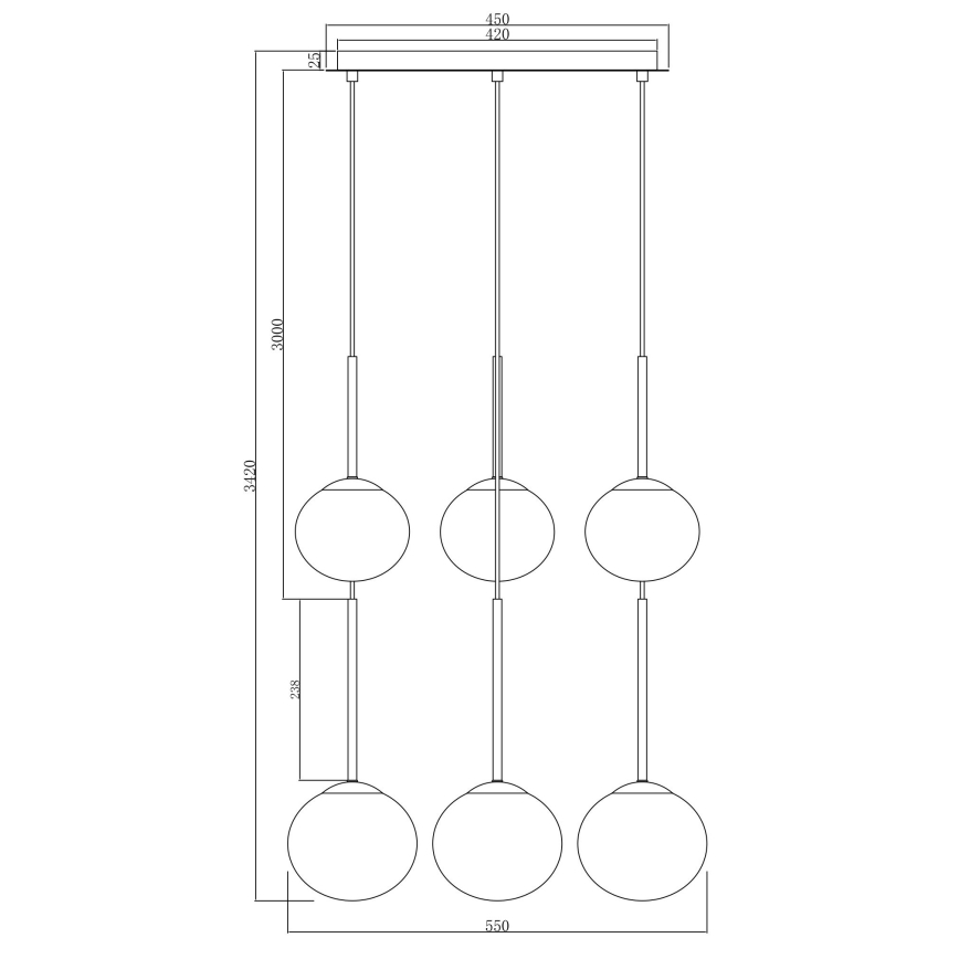 Ondaluce - Luster na sajli JEWEL 6xE14/10W/230V Ø 55 cm zadimljeno-crna