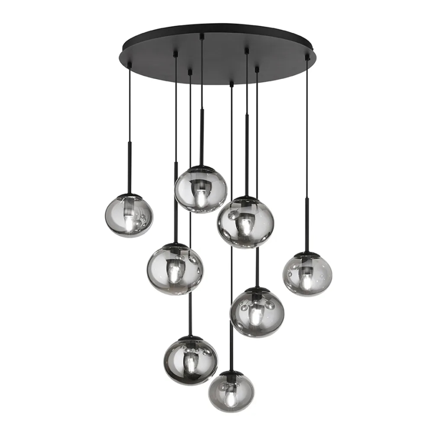 Ondaluce - Luster na sajli JEWEL 8xE14/10W/230V Ø 70 cm crna/zadimljeno-crna