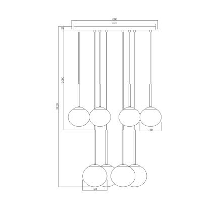 Ondaluce - Luster na sajli JEWEL 8xE14/10W/230V Ø 70 cm zlatna/bijela
