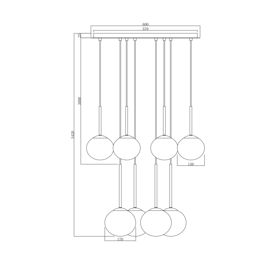 Ondaluce - Luster na sajli JEWEL 8xE14/10W/230V Ø 70 cm zlatna/bijela
