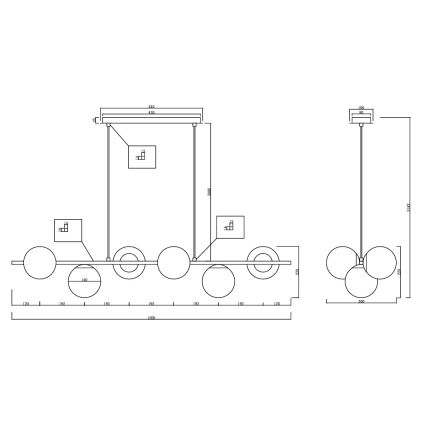 Ondaluce - Luster na sajli MONILE 6xE14/10W/230V zlatna/bijela
