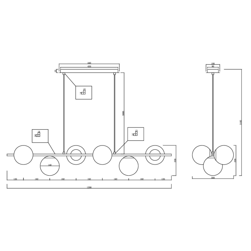 Ondaluce - Luster na sajli MONILE 6xE14/10W/230V zlatna/bijela