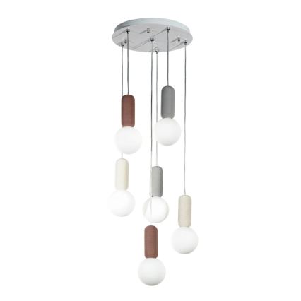 Ondaluce - Luster na sajli ROCK 6xG9/7W/230V pr. 35 cm beton/smeđa/siva/bijela