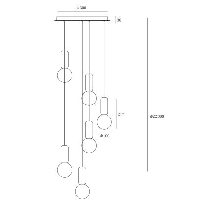 Ondaluce - Luster na sajli ROCK 6xG9/7W/230V Ø 35 cm beton smeđa/siva/bijela