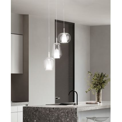 Ondaluce - Luster na sajli THELMA 1xE27/15W/230V Ø 19,5 cm zlatan/proziran