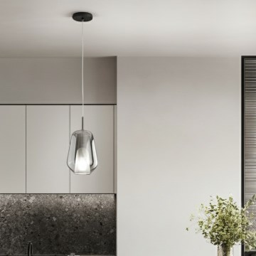 Ondaluce - Luster na sajli THELMA 1xE27/15W/230V Ø 19 cm crna/dimna siva