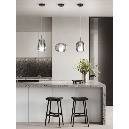 Ondaluce - Luster na sajli THELMA 1xE27/15W/230V Ø 19 cm crna/dimna siva
