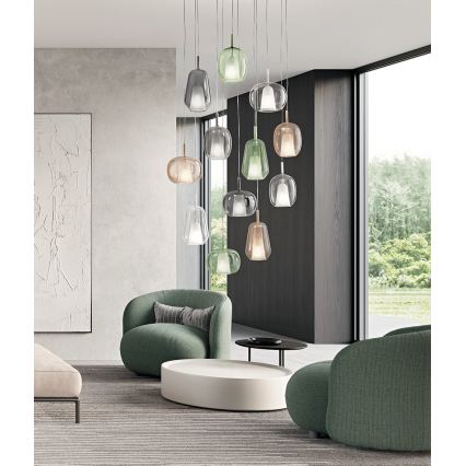 Ondaluce - Luster na sajli THELMA 1xE27/15W/230V Ø 19 cm crna/dimna siva