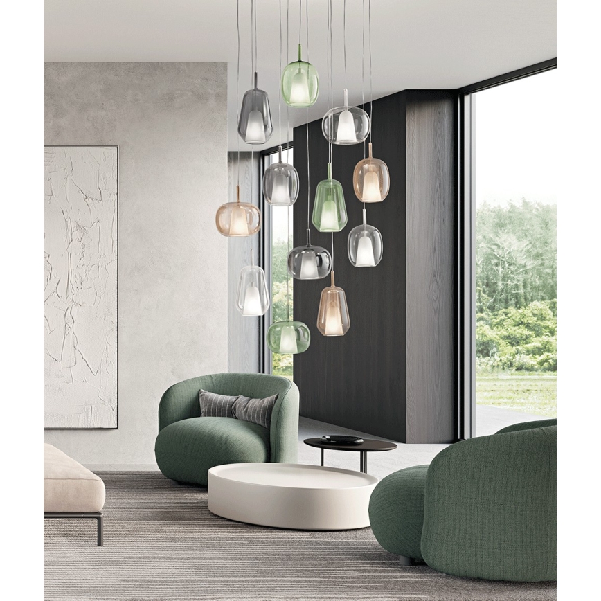 Ondaluce - Luster na sajli THELMA 1xE27/15W/230V Ø 19 cm crna/dimna siva