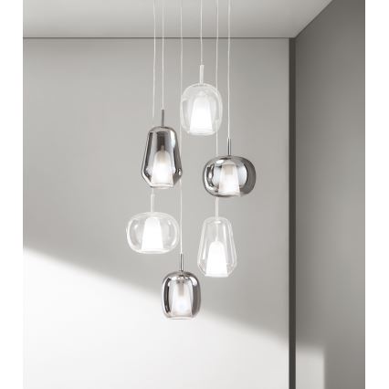 Ondaluce - Luster na sajli THELMA 1xE27/15W/230V Ø 19 cm crna/dimna siva