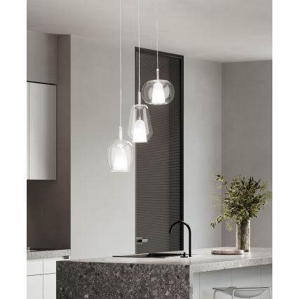 Ondaluce - Luster na sajli THELMA 1xE27/15W/230V Ø 19 cm zlatna/prozirna