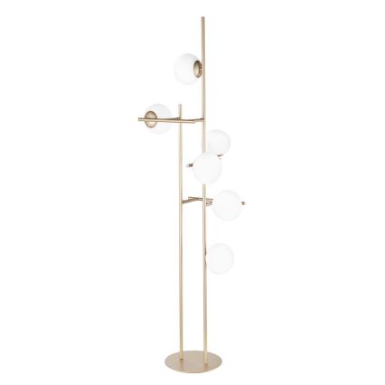 Ondaluce - Podna lampa JEWEL 6xE14/10W/230V 166 cm zlatna/bijela