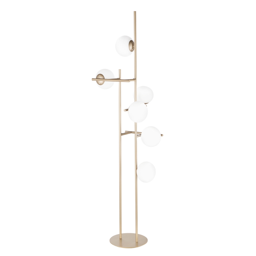 Ondaluce - Podna lampa JEWEL 6xE14/10W/230V 166 cm zlatna/bijela