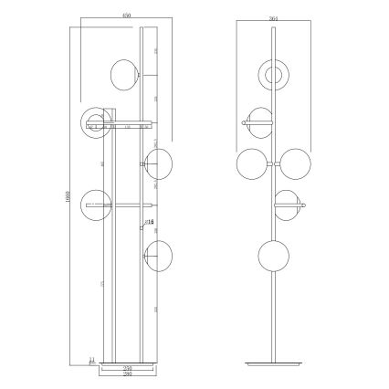Ondaluce - Podna lampa JEWEL 6xE14/10W/230V zlatna/bijela
