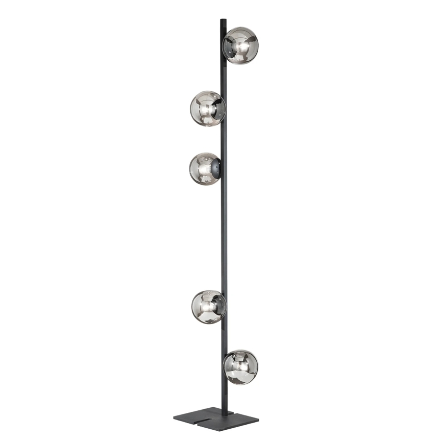 Ondaluce - Podna lampa MONILE 5xE14/10W/230V 170 cm crna/zadimljena crna