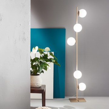 Ondaluce - Podna lampa MONILE 5xE14/10W/230V 170 cm zlatna/bijela