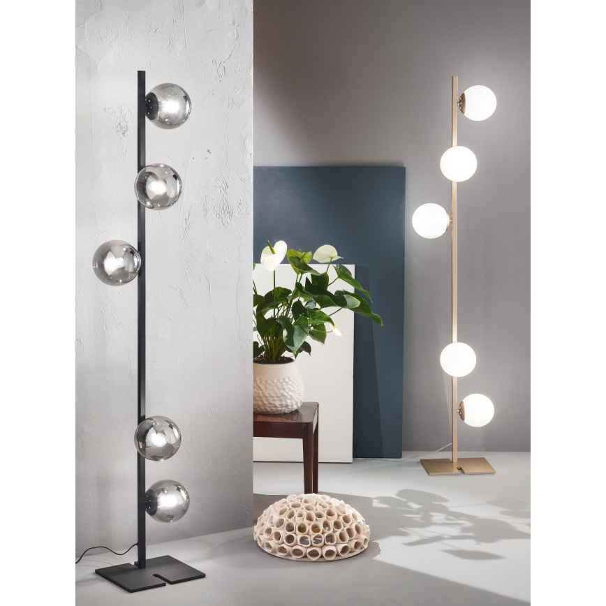 Ondaluce - Podna lampa MONILE 5xE14/10W/230V 170 cm zlatna/bijela