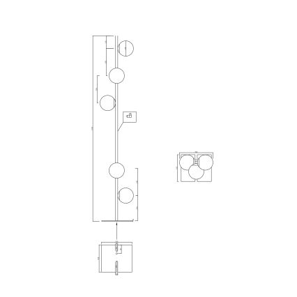 Ondaluce - Podna lampa MONILE 5xE14/10W/230V 170 cm zlatna/bijela